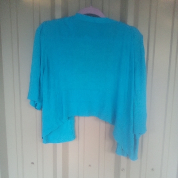 Women's Lane Bryant Teal Blue Cropped Open Cardigan Plus Size 26/28 26 28 Rayon - Picture 2 of 2